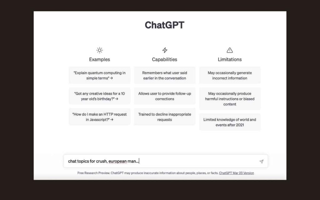 chatGPT cari topik chat pdkt